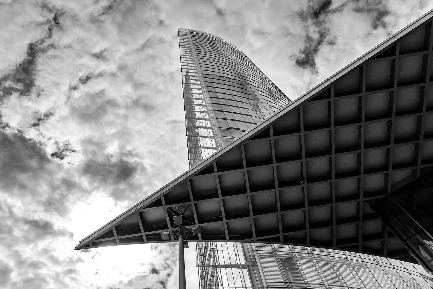 A modern corporate headquarters tower