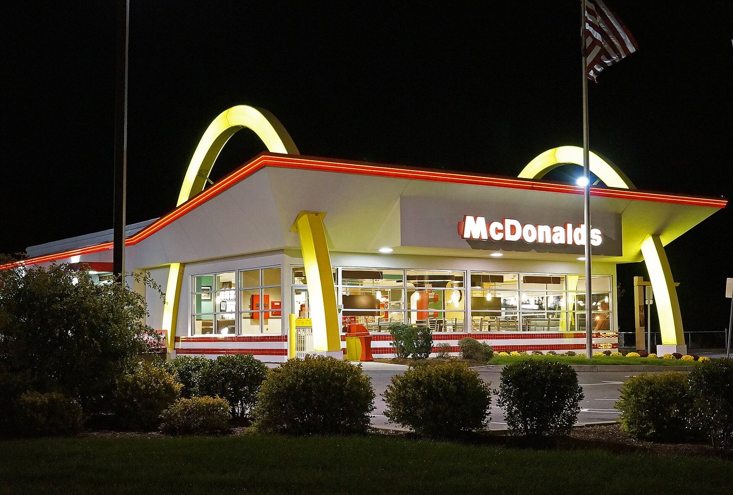 A McDonald's restaurant with its golden arches