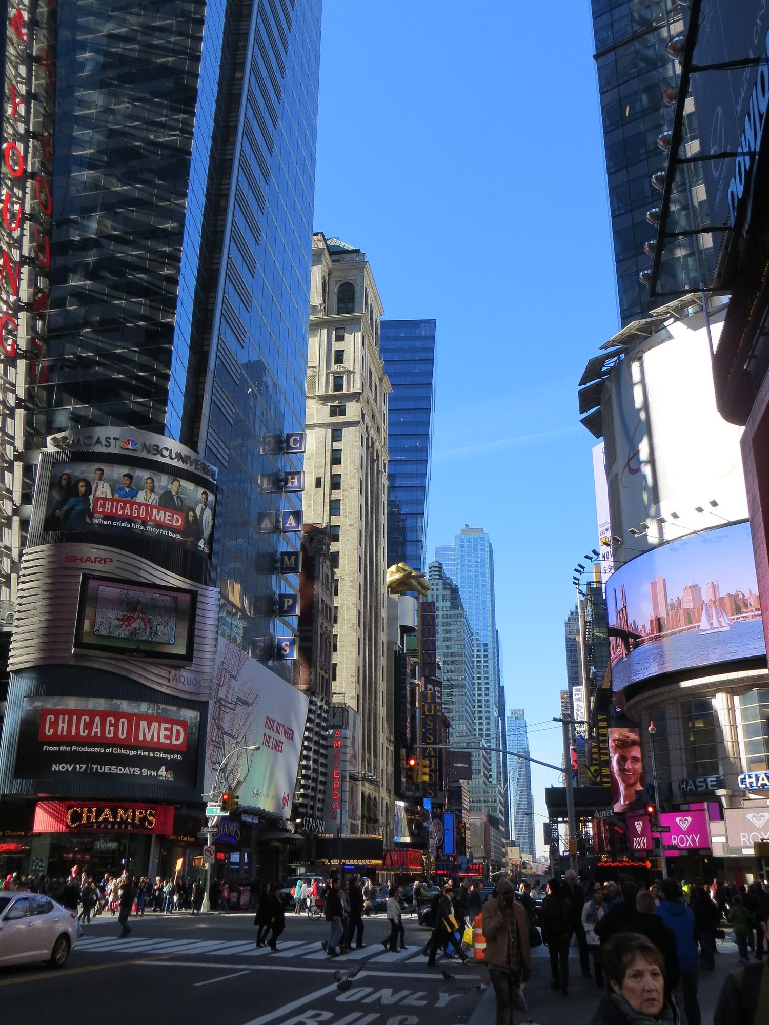 Giant digital advertising screens at night