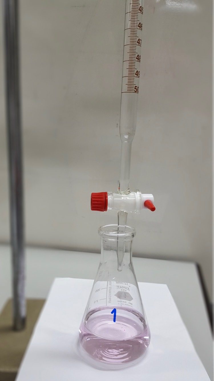 A titration being carried out