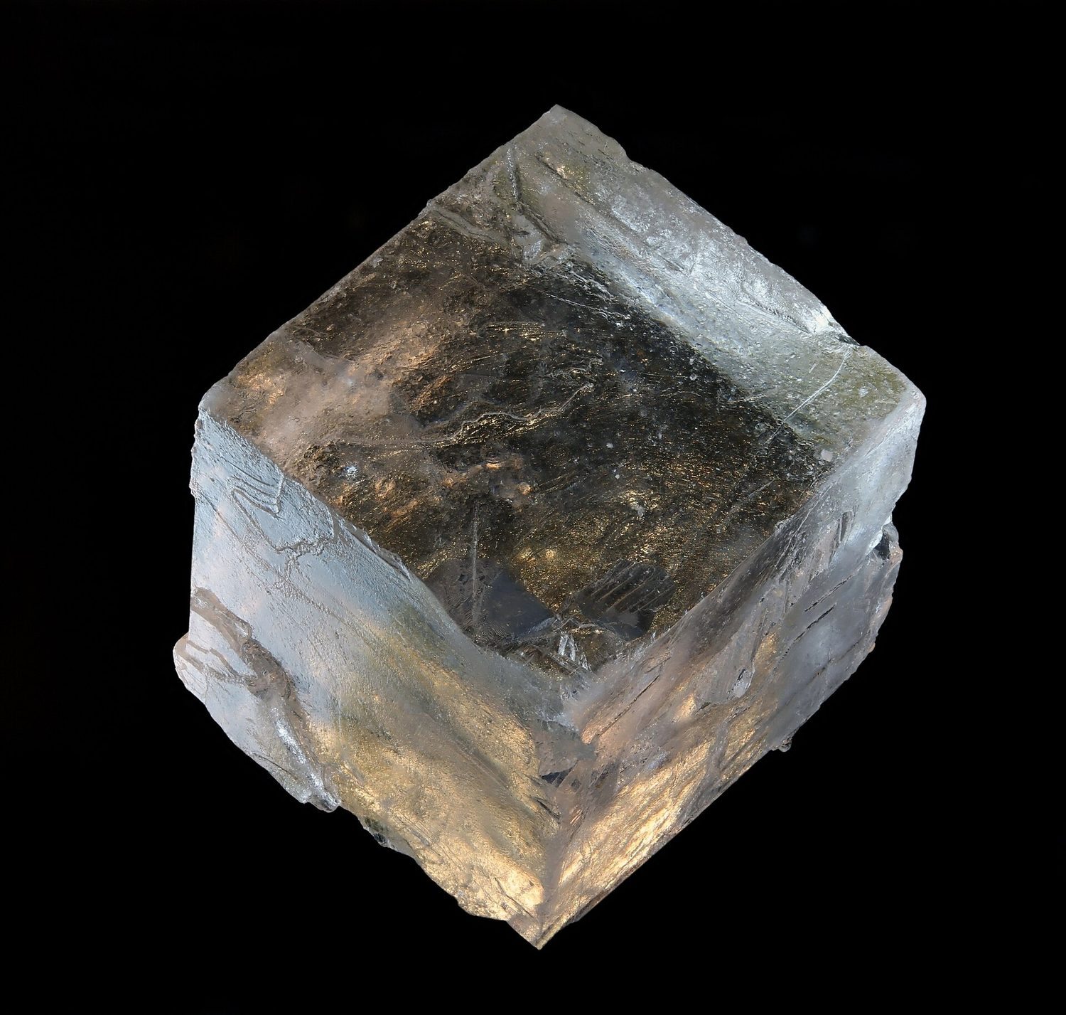 Clear cubic crystals of halite (rock salt)