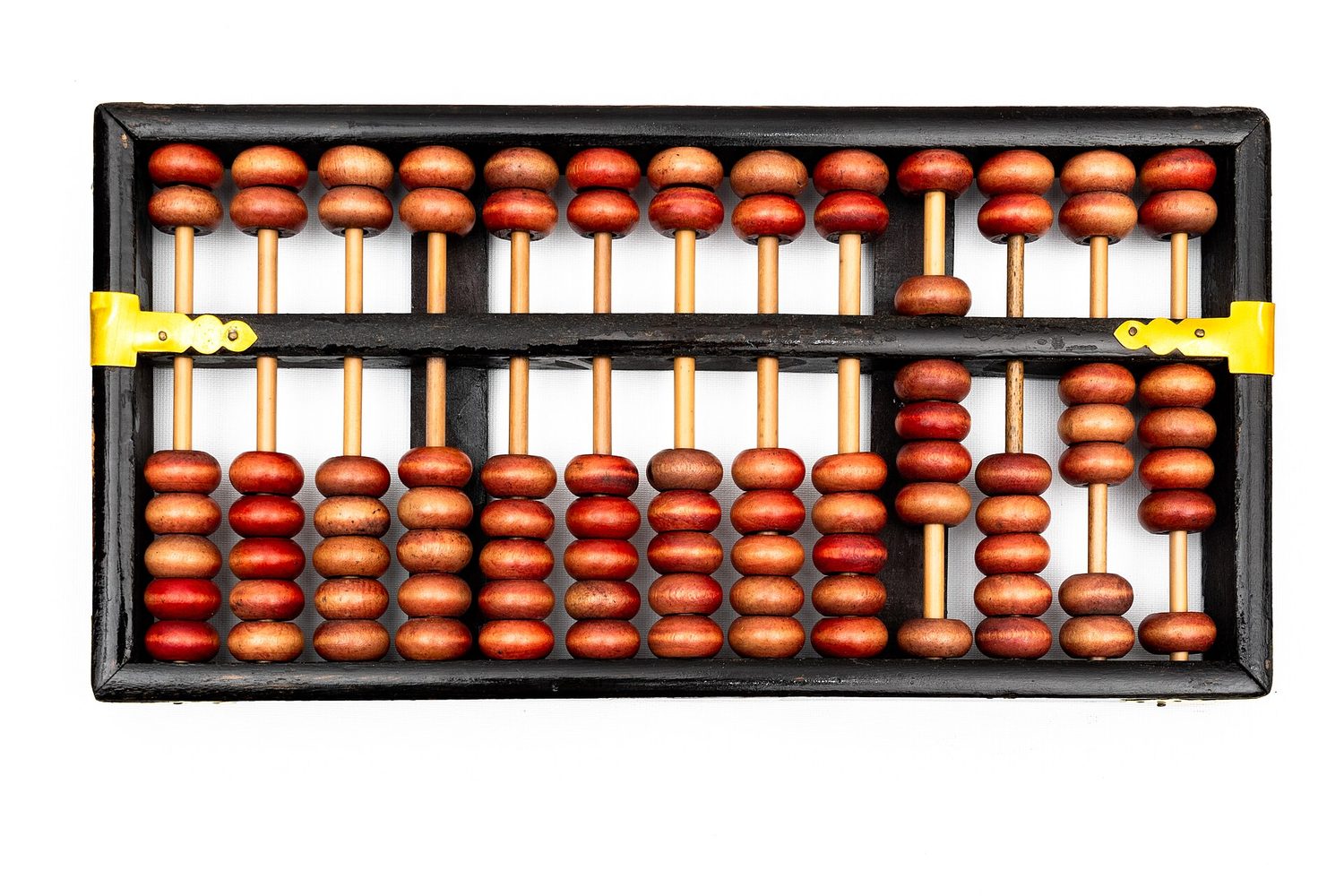 Beads on a traditional abacus