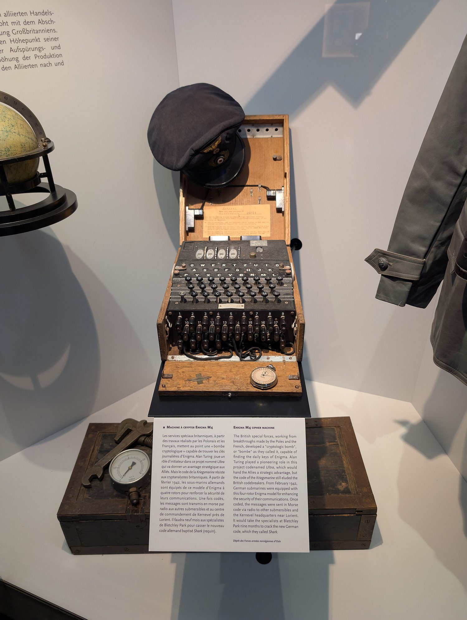 The Enigma cipher machine with its keyboard and rotors