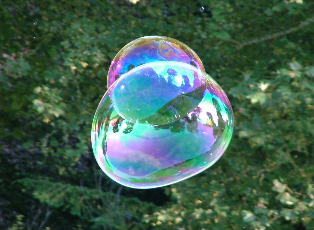 An iridescent soap bubble