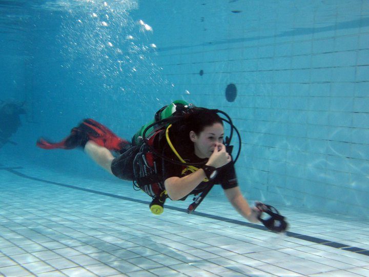 A scuba diver underwater
