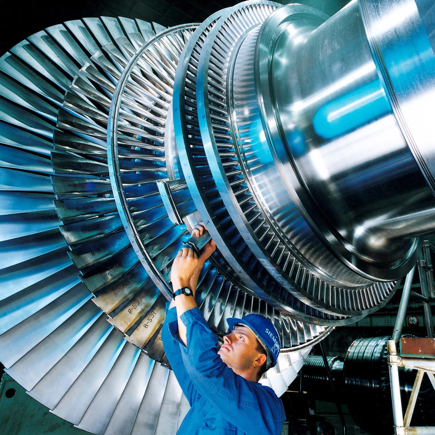 The rotor of a steam turbine