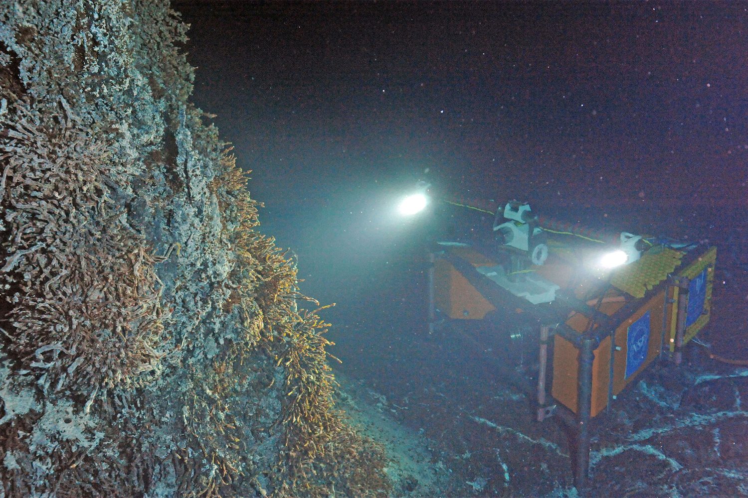Une cheminée hydrothermale : de l'eau chaude riche en produits chimiques aurait pu alimenter le métabolisme précoce à l'origine de la vie