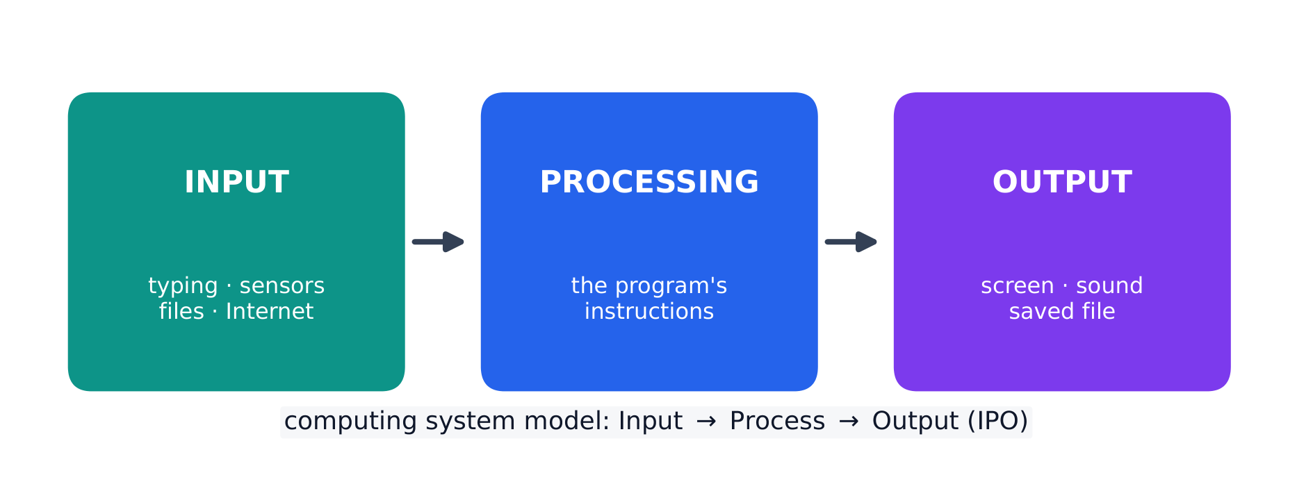 Every program follows the input-processing-output model