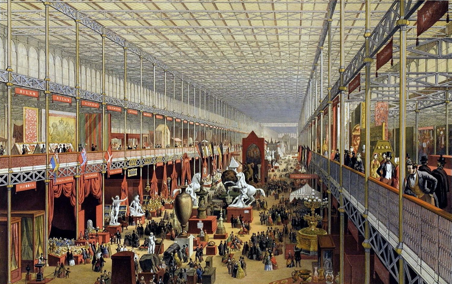 El Palacio de Cristal, 1851 - hierro y vidrio a una escala solo posible mediante la producción industrial
