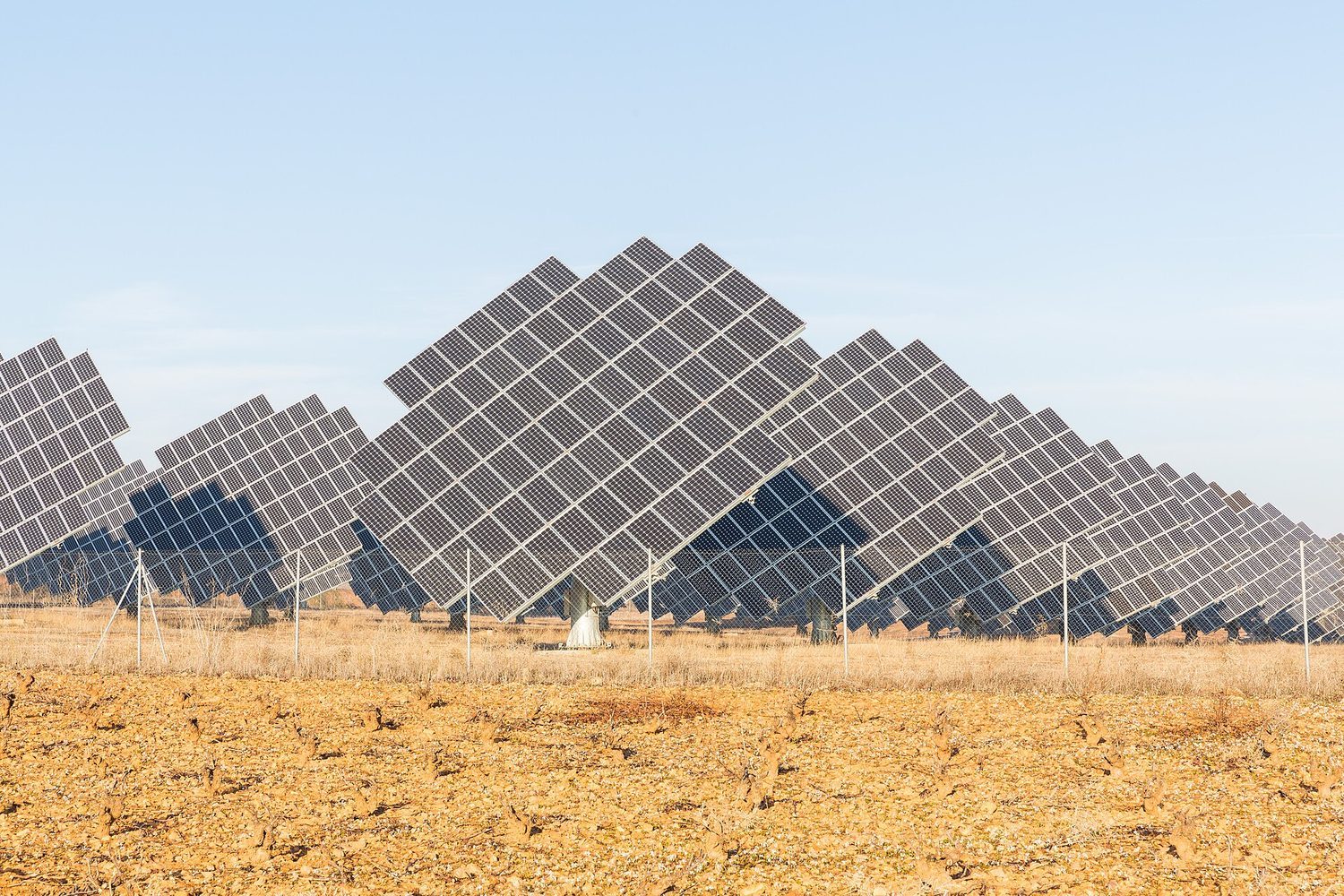 A solar farm: sustainable development balances growth with long-term environmental capacity