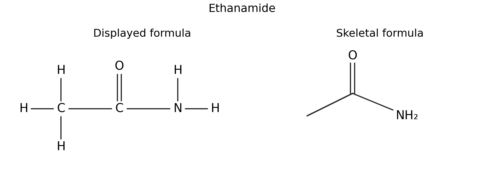 Displayed and skeletal ethanamide.