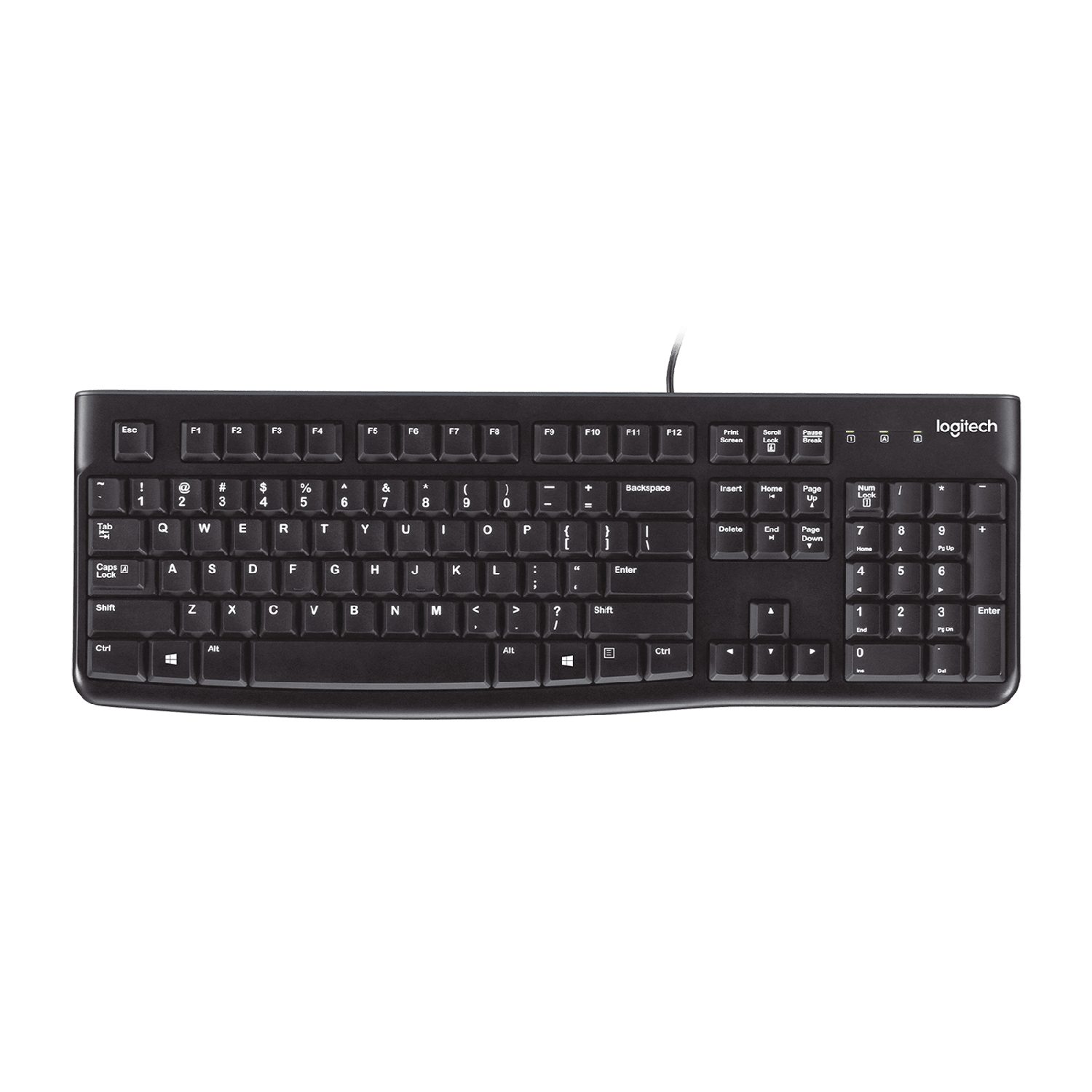 A close-up of a black computer keyboard with the QWERTY letter keys