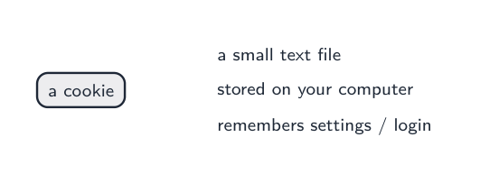 A cookie is a small text file, stored on your computer, that remembers your settings or login