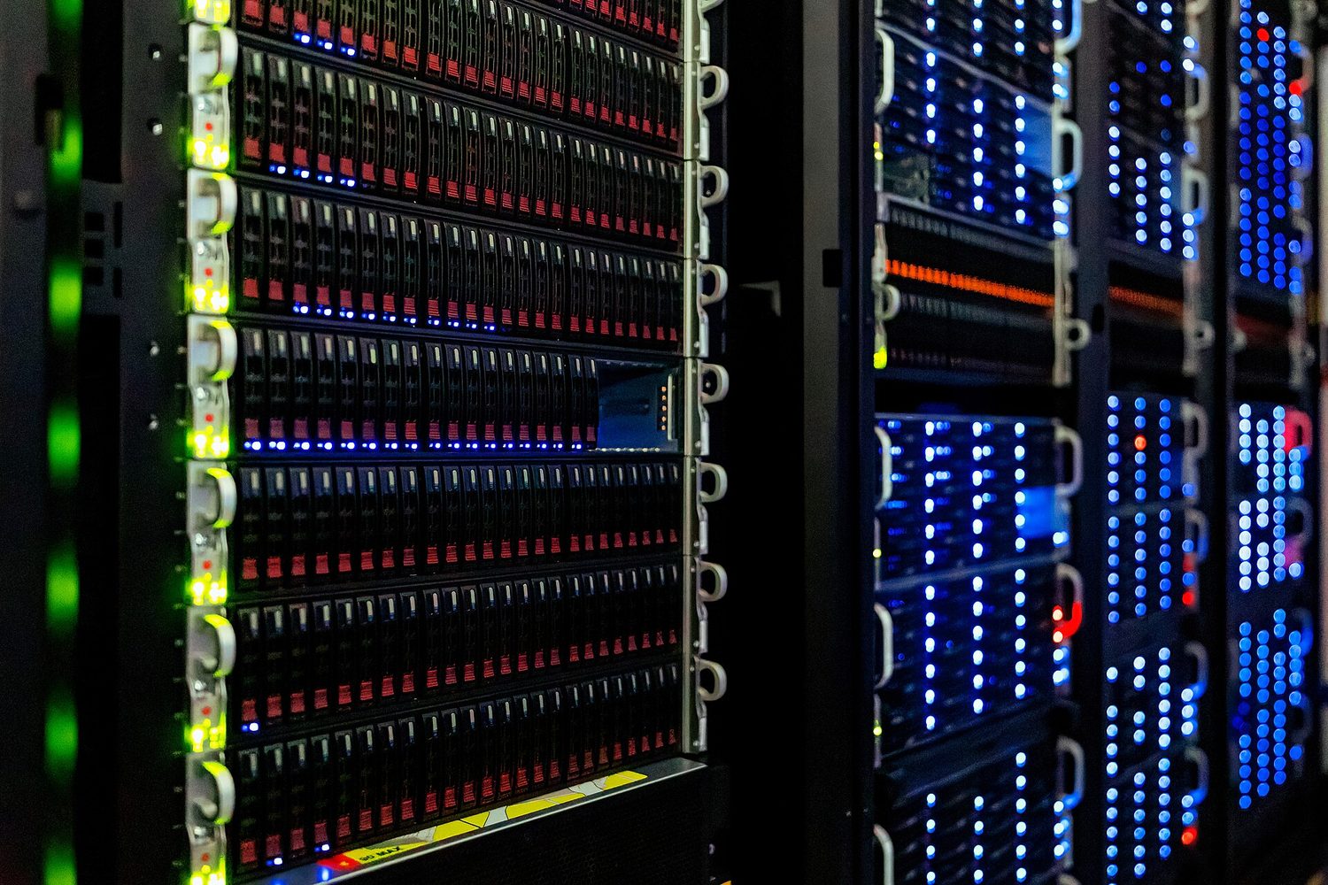 Rows of servers in a data centre