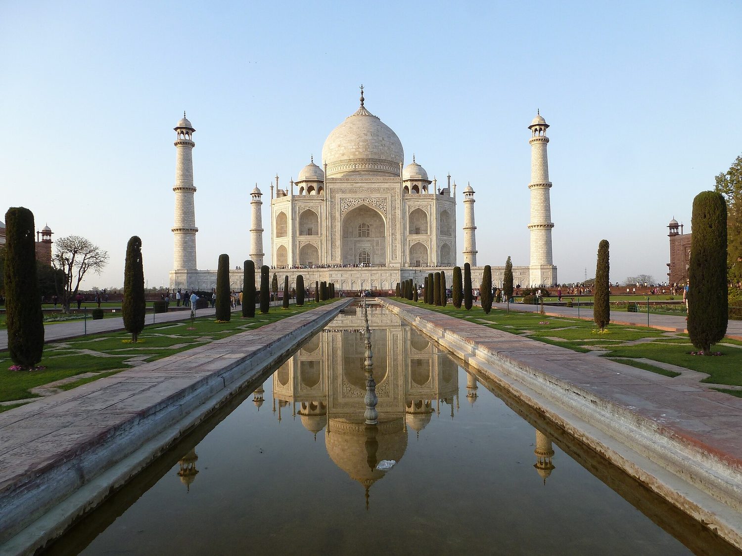 The Taj Mahal reflected, showing its symmetry