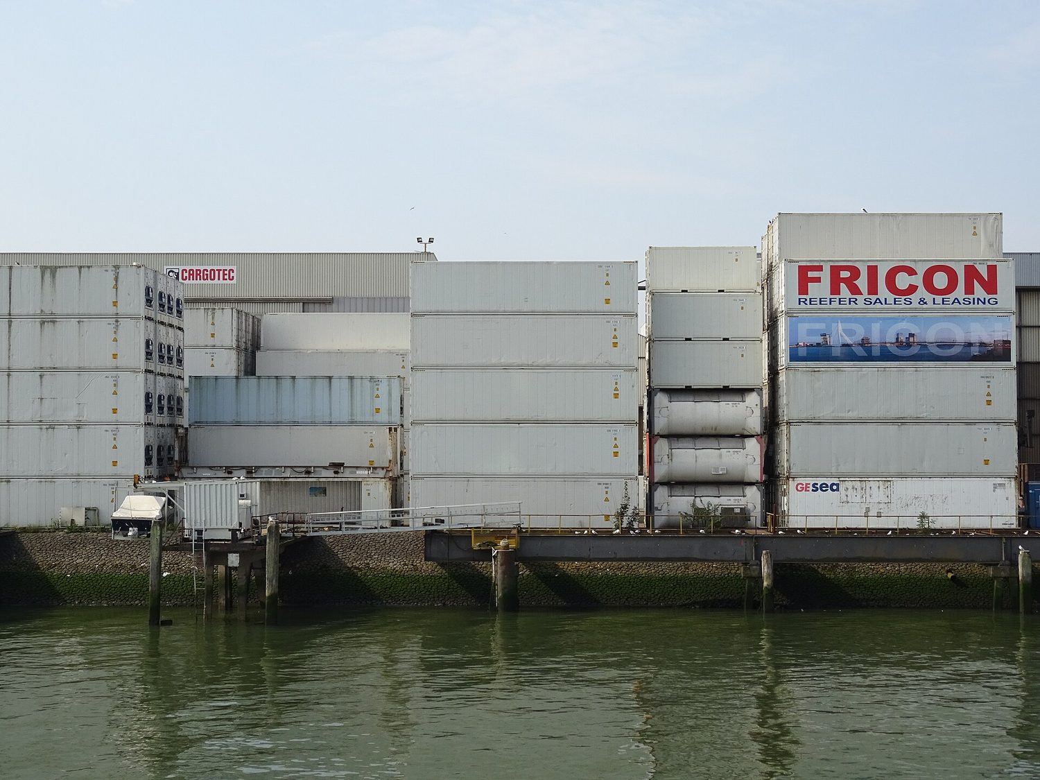 Stacked shipping containers